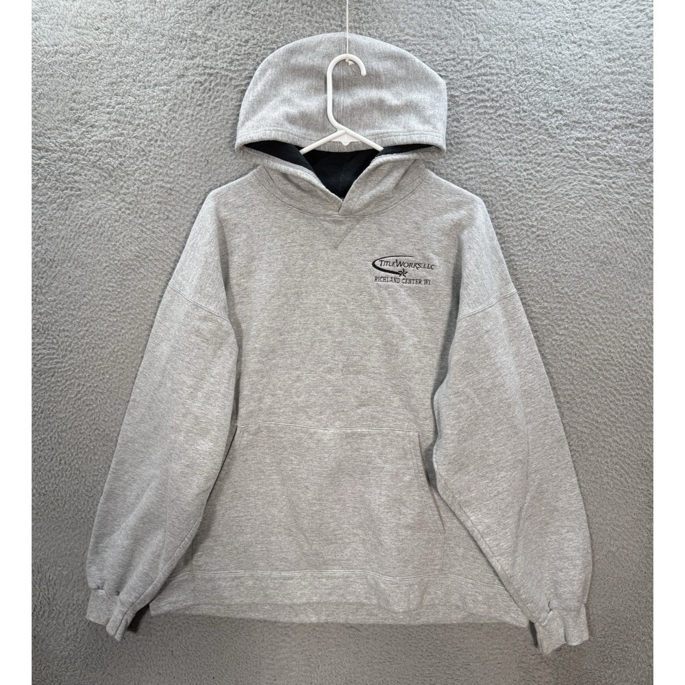 Vintage Hanes Sweatshirt Adult Large Gray Hoodie Workwear Grunge Skater 90s Y2K‎